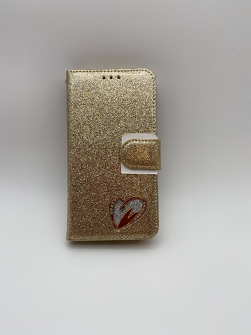 Image of iPhone 11 Pro Glittery Book Case with Heart