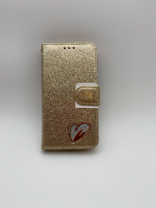 iPhone 11 Glittery Book Case with Heart