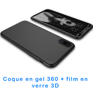 360 gel case + black 3D glass film for iPhone X / XS