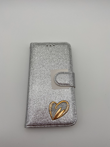 Image of iPhone 11 Glittery Book Case with Heart