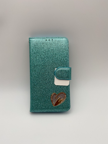 Image of iPhone 11 Glittery Book Case with Heart