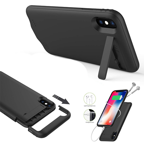Image of Black 3200mAh rechargeable case for Apple iphone 6 / 6s / 7 / 8 / SE 2020