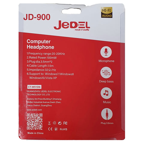 Image of Jedel Home & Office Noise Cancelling Stereo Head Set with Microphone 3.5mm Jack Black