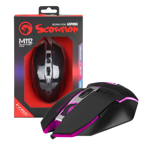 Image of Marvo Scorpion M112 USB 7 Colour LED Black Programmable Gaming Mouse