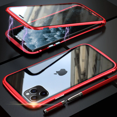 Image of Red magnetic shell in two sides glasses for iphone 11 (new generation)