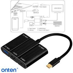 USB-C Onten to HDMI 4K adapter with 3 usb inputs