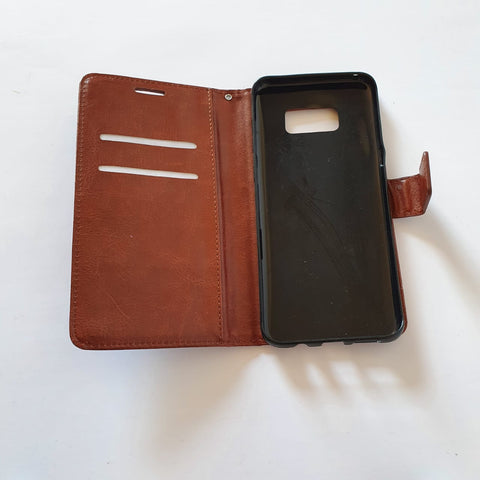 Image of Samsung S8 Brown Wallet Case Open