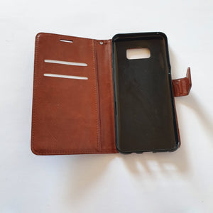 Samsung S8 Brown Wallet Case Open