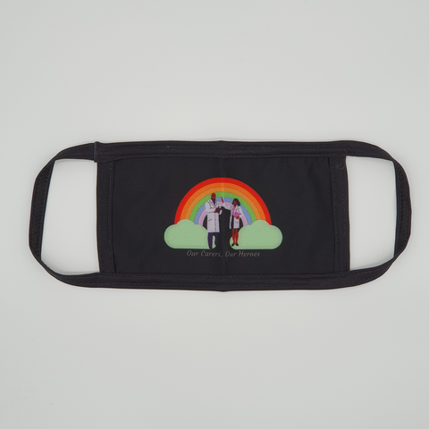 Image of Rain Bow With Doctors and Black Background, Hand Stitched Face Masks